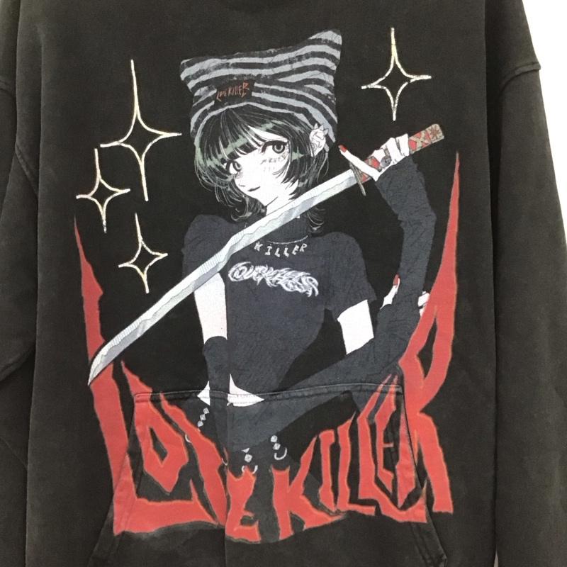 ラブキラー LOVE KILLER パーカー 長袖 長袖プルオーバーパーカー スウェットパーカー プリントスウェット L プリント 黒 / ブラック / メンズ USED 古着 中古 10135491