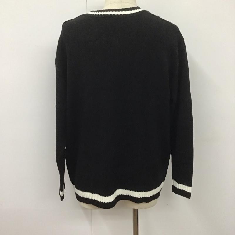 フックバイロックミー Hook By RockME ニット、セーター 長袖 長袖セーター ニットカットソー Vネックニット リブニットカットソー M ロゴ、文字 黒 / ブラック / メンズ USED 古着 中古 10107459