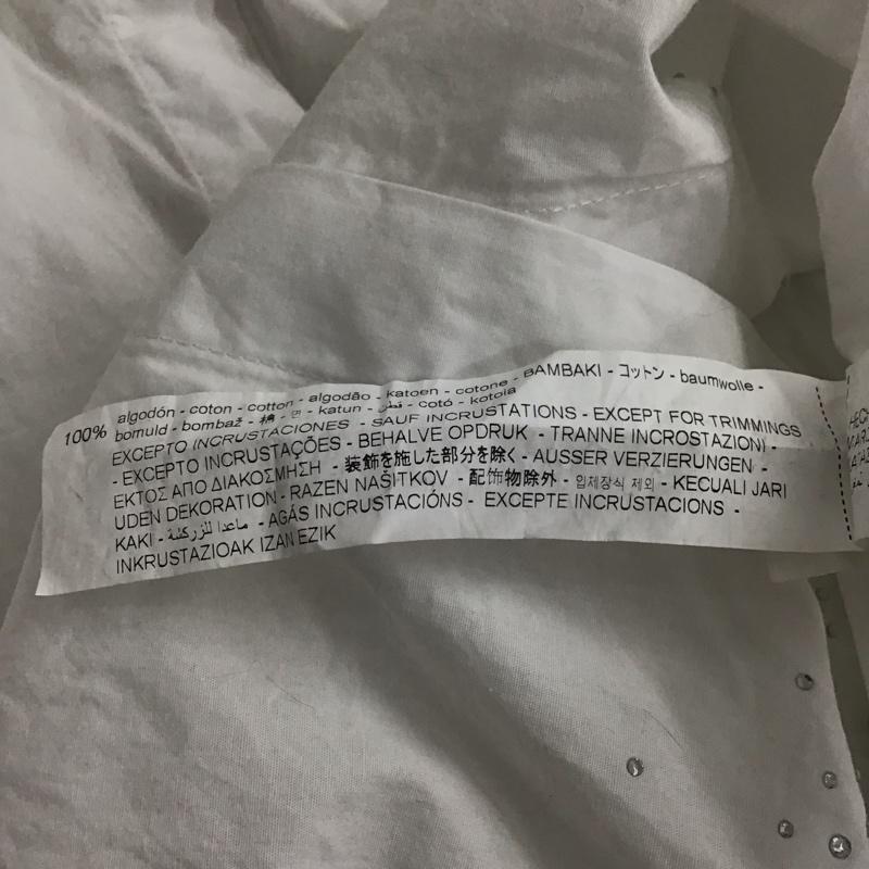 ザラ ZARA シャツ、ブラウス 長袖 8517 379 250 ショート丈 クロップド丈 ラインストーン L 白 / ホワイト / レディース USED 古着 中古 10149501