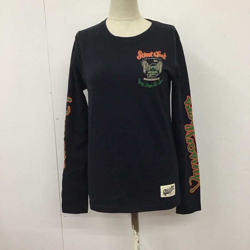 ヴァンソン VANSON Tシャツ 長袖 street track バックプリント ロンT 2 ロゴ、文字 黒 / ブラック / レディース USED 古着 中古 10118236
