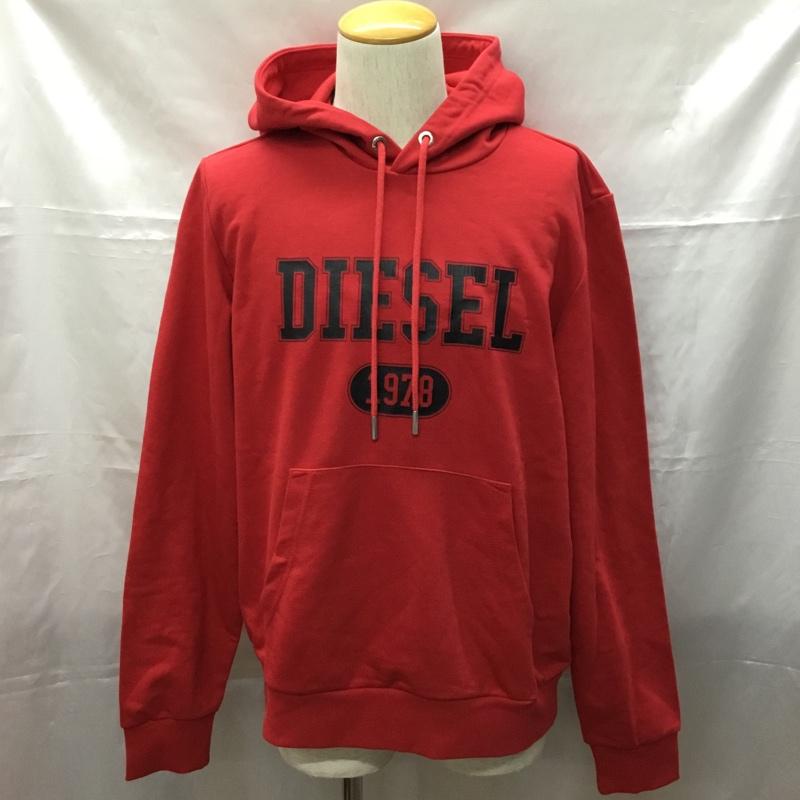 ディーゼル DIESEL パーカー 長袖 長袖パーカー フード付きパーカー プリントスウェット トレーナー L ロゴ、文字 赤 / レッド / メンズ USED 古着 中古 10109362