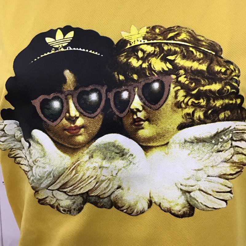 アディダス adidas Tシャツ 半袖 FL4141 フィオルッチ Vネック 天使 S プリント 黄 / イエロー / レディース USED 古着 中古 10121090