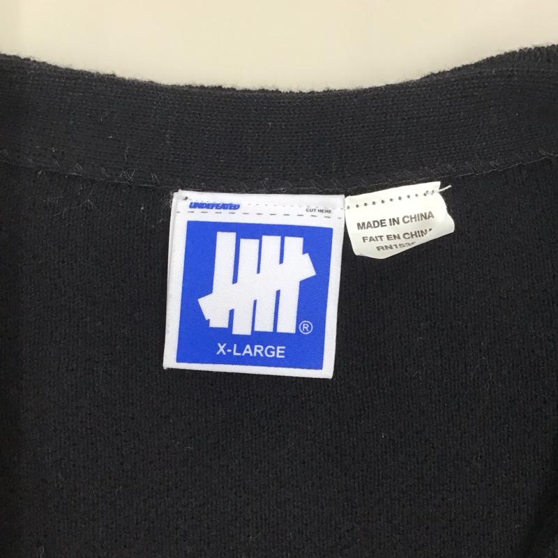 アンディフィーテッド UNDEFEATED カーディガン 長袖 Vネック コットン XL ロゴ、文字 黒 / ブラック / メンズ USED 古着 中古 10121176