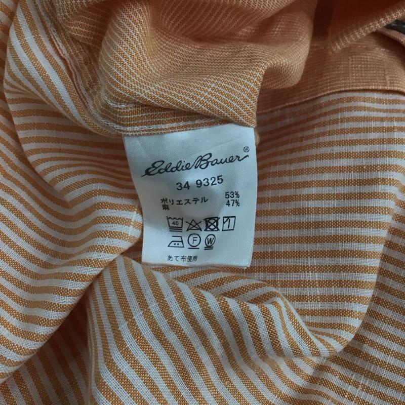 エディーバウアー Eddie Bauer シャツ、ブラウス 半袖 S ストライプ 白 / ホワイト / X 橙 / オレンジ / メンズ USED 古着 中古 10111206