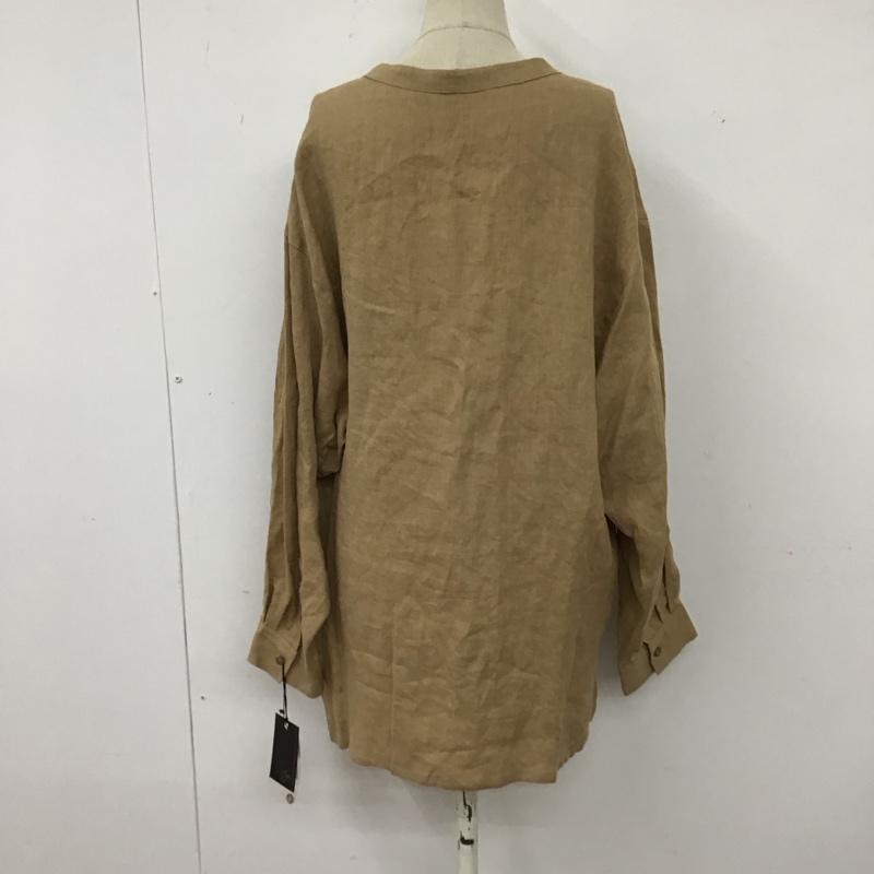 アーガ Aga シャツ、ブラウス 長袖 6910-0270 長袖ブラウス ノーカラーシャツ 無地 ベージュ / ベージュ / レディース USED 古着 中古 10117494