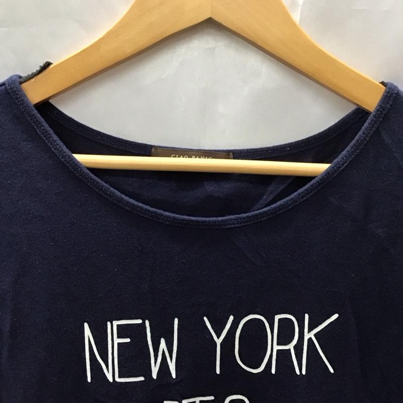 チャオパニック CIAOPANIC ワンピース ひざ丈スカート PAC70966 半袖 Tシャツワンピース M ロゴ、文字 紺 / ネイビー / レディース USED 古着 中古 10115463