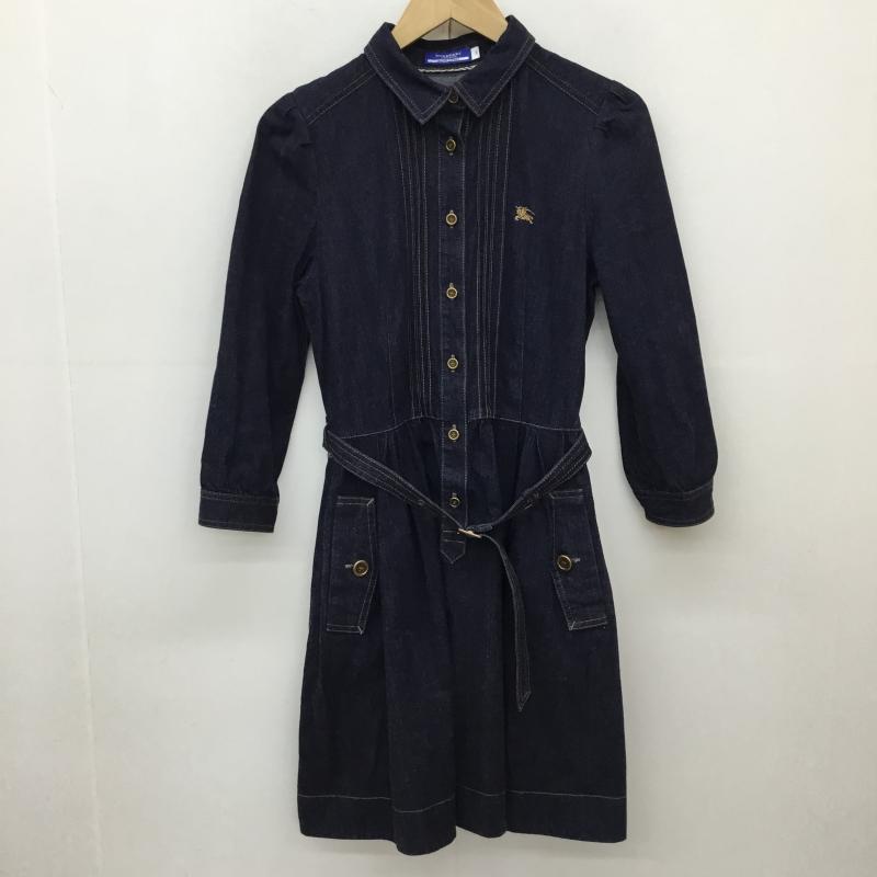 バーバリーブルーレーベル BURBERRY BLUE LABEL ワンピース ひざ丈スカート 38 ロゴ、文字 黒 / ブラック / レディース USED 古着 中古 10137788