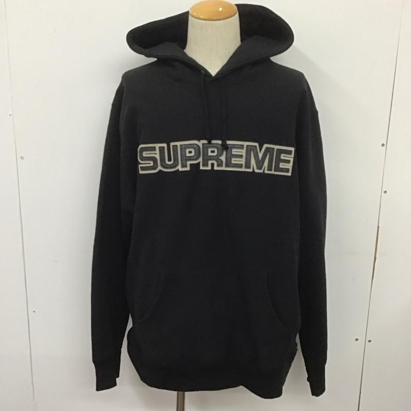 シュプリーム Supreme パーカー 長袖 18A/W レザーロゴスウェットパーカー 長袖パーカー トレーナー XL ロゴ、文字 黒 / ブラック / メンズ USED 古着 中古 10107392