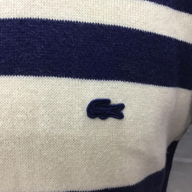 ラコステ LACOSTE ニット、セーター 半袖 半袖ニットカットソー クルーネックカットソー セーター 3 ボーダー柄 白 / ホワイト / X 紺 / ネイビー / メンズ USED 古着 中古 10111280