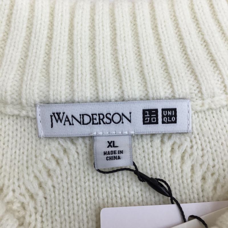 ユニクロ UNIQLO ニット、セーター 長袖 JW Anderson XL 無地 白 / ホワイト / メンズ USED 古着 中古 10138696