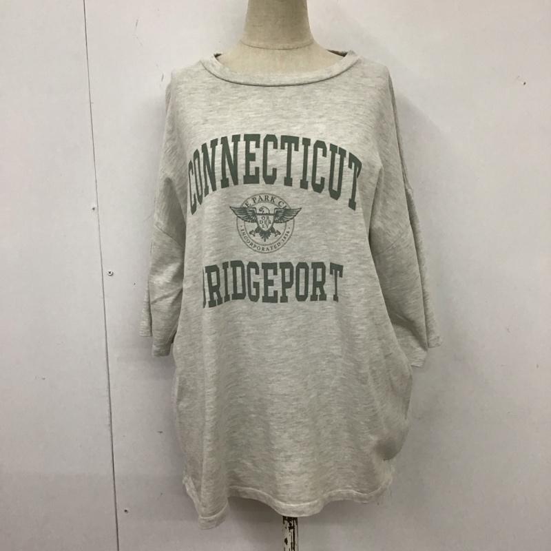 ローリーズファーム LOWRYS FARM Tシャツ 半袖 LF623082CF クルーネック FREE ロゴ、文字 灰 / グレー / レディース USED 古着 中古 10118824