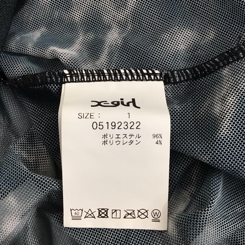 エックスガール X-girl カットソー 長袖 05192322 シースルー シアー スタンドネック 1 総柄 黒 / ブラック / レディース USED 古着 中古 10122673