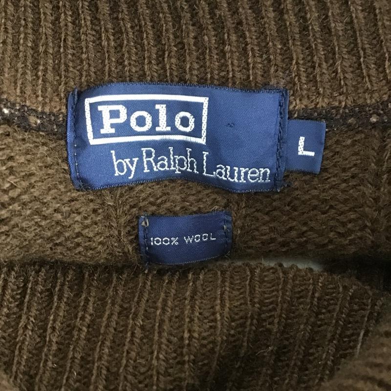 ポロバイラルフローレン Polo by RALPH LAUREN ニット、セーター 長袖 L 無地 茶 / ブラウン / メンズ USED 古着 中古 10105991