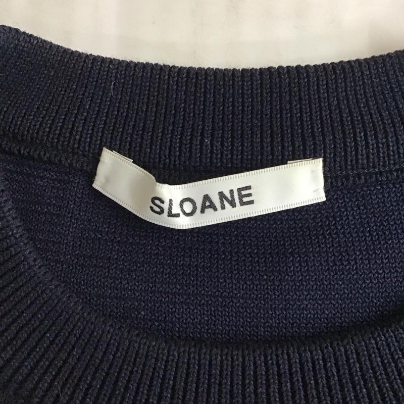 スローン SLOANE カットソー 半袖 半袖ニットカットソー クルーネックカットソー 半袖セーター 1 無地 紺 / ネイビー / レディース USED 古着 中古 10115744