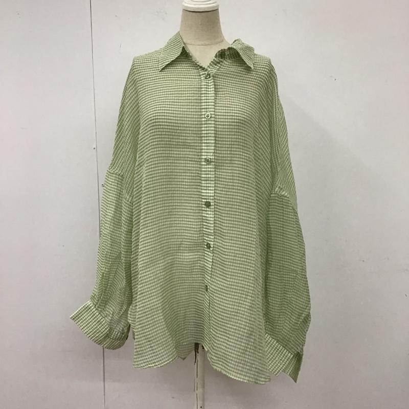 ローリーズファーム LOWRYS FARM シャツ、ブラウス 長袖 LF621043AD シアーチェックブラウス 長袖シャツ チェックシャツ FREE チェック 緑 / グリーン / レディース USED 古着 中古 10117492