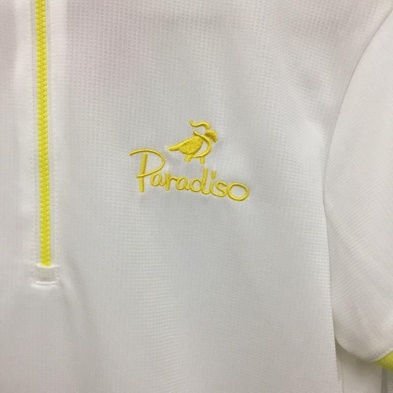 パラディーゾ PARADISO ポロシャツ 長袖 NSL39F ゴルフウェア コスメリリース タグ付き ハーフジップ M ロゴ、文字 白 / ホワイト / X 黄 / イエロー / レディース USED 古着 中古 10135712
