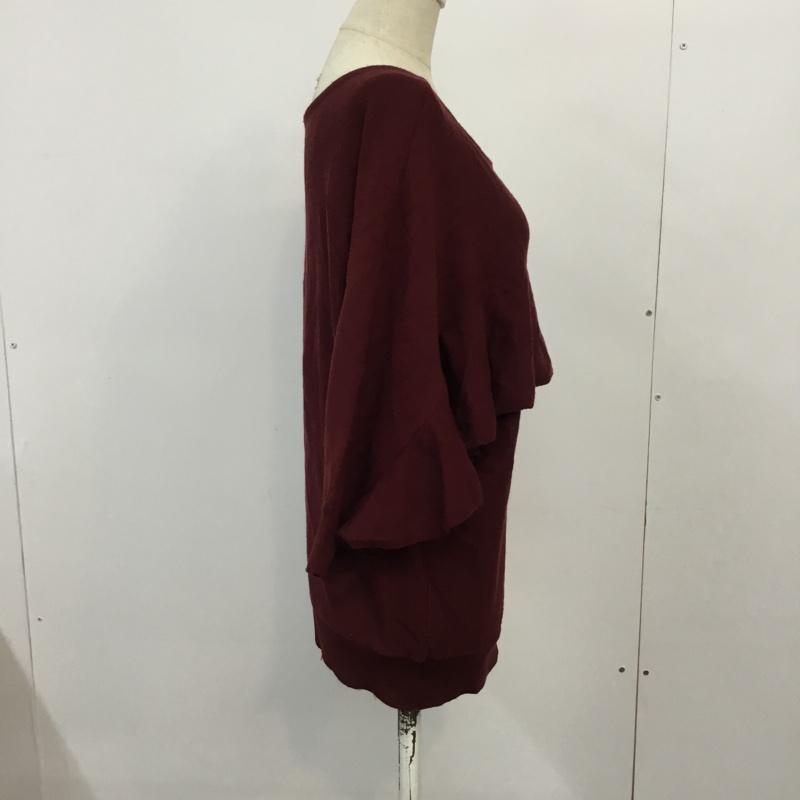 アパートバイローリーズ apart by lowrys ニット、セーター 七分袖 FREE 無地 えんじ / ワインレッド / レディース USED 古着 中古 10045231