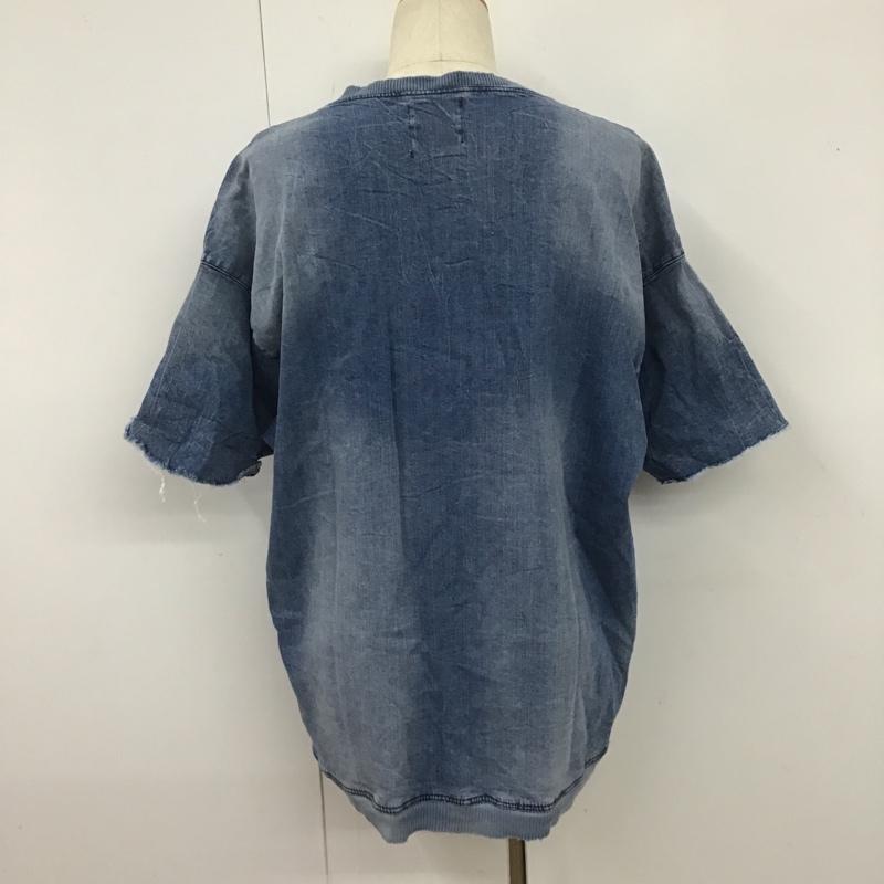 ザラメン ZARA MAN Tシャツ 半袖 無地Tシャツ クルーネックカットソー デニム半袖カットソー XL 無地 インディゴ / インディゴ / メンズ USED 古着 中古 10105614
