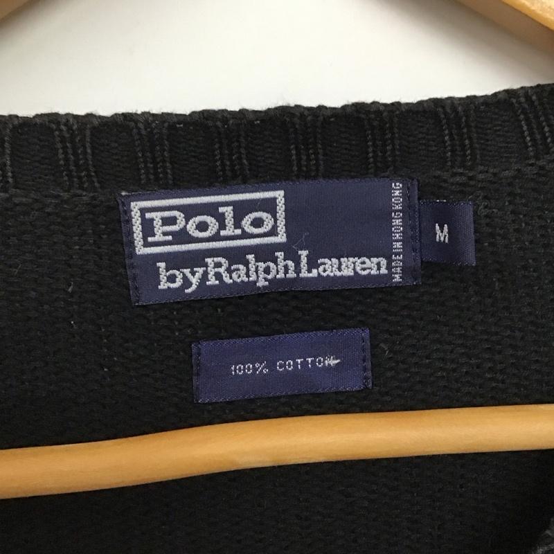 ポロバイラルフローレン Polo by RALPH LAUREN ニット、セーター 長袖 長袖ニットカットソー クルーネック セーター 90s M ロゴ、文字 黒 / ブラック / メンズ USED 古着 中古 10132630