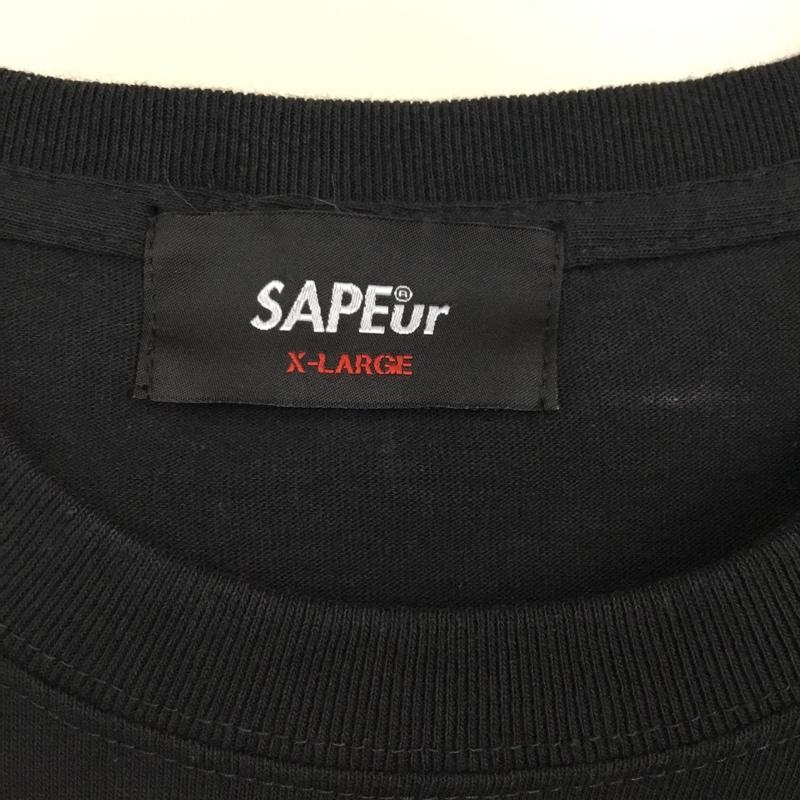 サプール SAPEur Tシャツ 半袖 半袖カットソー プリントTシャツ クルーネックカットソー XL プリント 黒 / ブラック /  メンズ USED 古着 中古 10109328