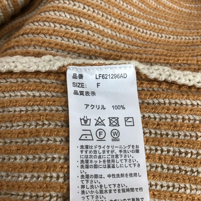 ローリーズファーム LOWRYS FARM ニット、セーター 長袖 長袖ニットカットソー スタンドカラー セーター FREE ストライプ 橙 / オレンジ / レディース USED 古着 中古 10126100