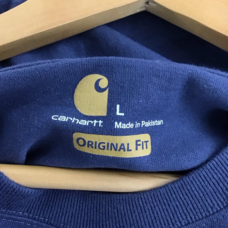 カーハート Carhartt Tシャツ 半袖 半袖カットソー プリントTシャツ クルーネックカットソー L ロゴ、文字 紺 / ネイビー / メンズ USED 古着 中古 10137661