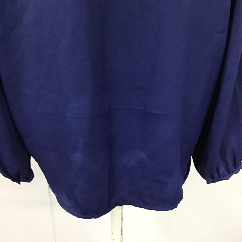 ローリーズファーム LOWRYS FARM シャツ、ブラウス 長袖 襟ビシュー パール 丸襟 L 無地 紺 / ネイビー / レディース USED 古着 中古 10114056