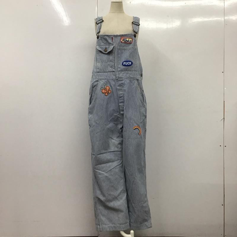 ヒステリックグラマー HYSTERIC GLAMOUR サロペット・オーバーオール サロペット、オーバーオール 2AP-0595 ワッペンオーバーオール デニム FREE 青 / ブルー / X 白 / ホワイト / レディース USED 古着 中古 10116330