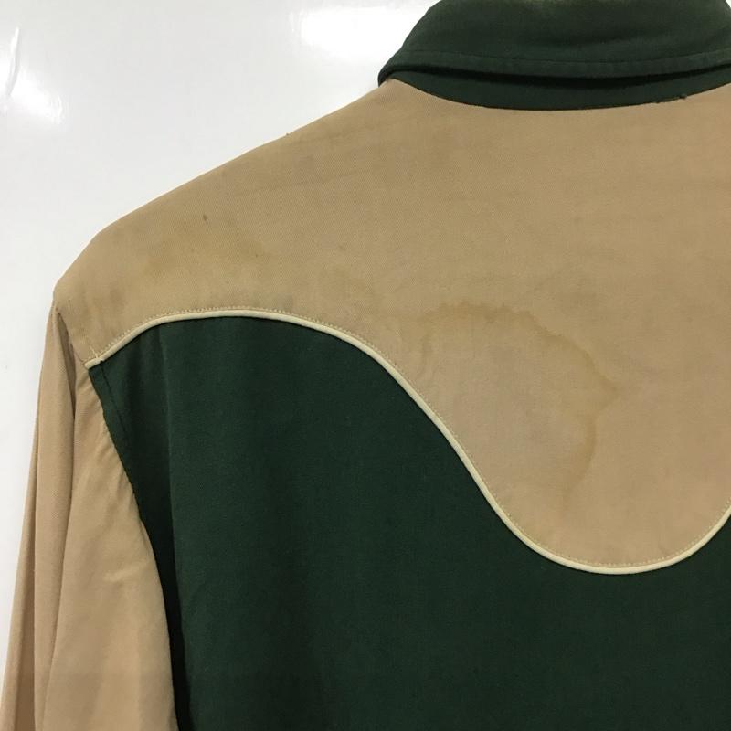 リーバイス Levi s シャツ、ブラウス 長袖 50s ショートホーン ウエスタンシャツ ヴィンテージ 古着 無地 緑 / グリーン / X ベージュ / ベージュ / メンズ USED 古着 中古 10139034