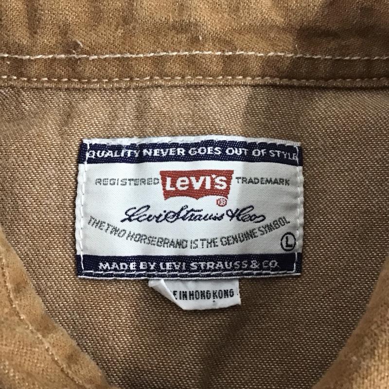 リーバイス Levi s シャツ、ブラウス 長袖 長袖シャツ カラーシャツ ポケットシャツ 長袖カットソー L 無地 茶 / ブラウン /  メンズ USED 古着 中古 10109777