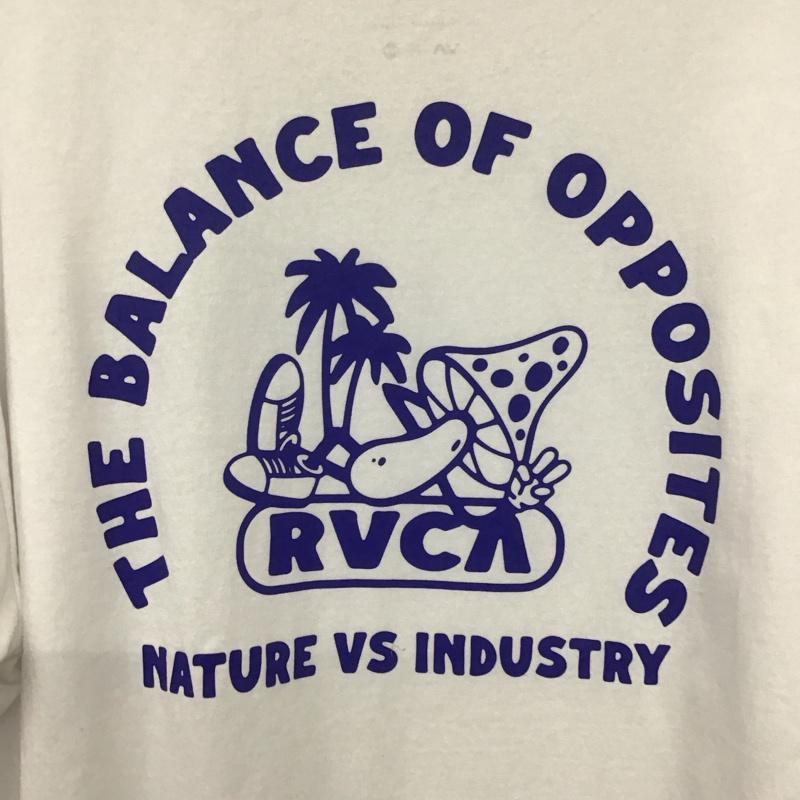 ルーカ RVCA Tシャツ 半袖 半袖カットソー プリントTシャツ クルーネックカットソー L ロゴ、文字 白 / ホワイト / メンズ USED 古着 中古 10139305