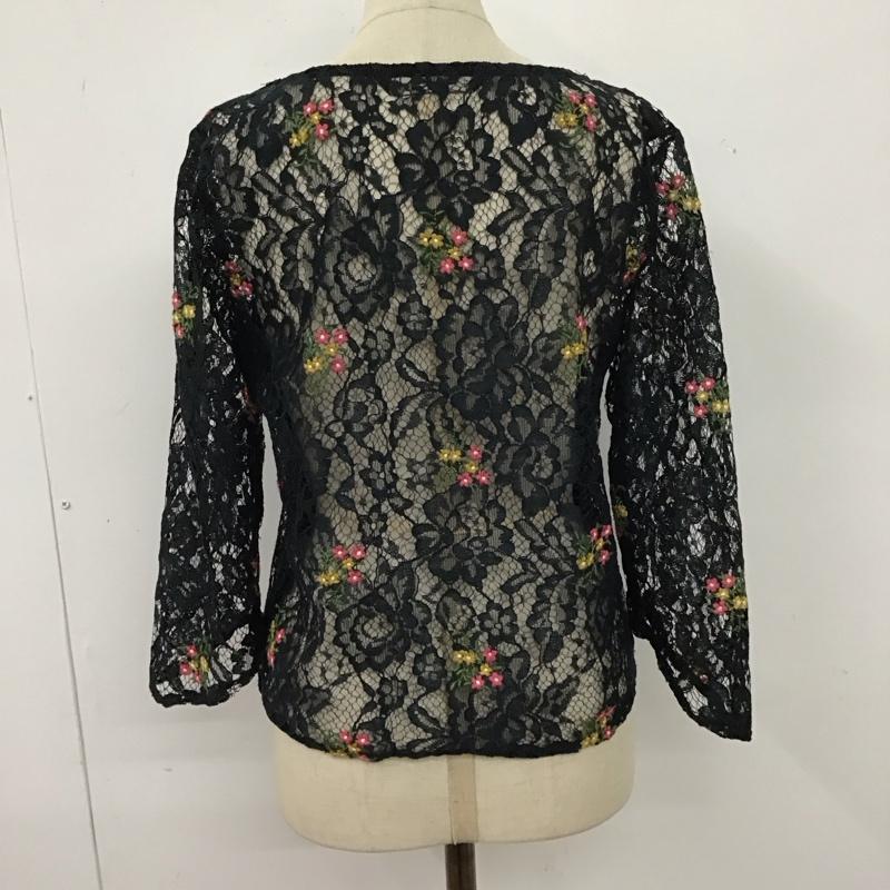 ザラ ZARA カットソー 七分袖 レース プルオーバー XS 刺繍 黒 / ブラック / レディース USED 古着 中古 10126484