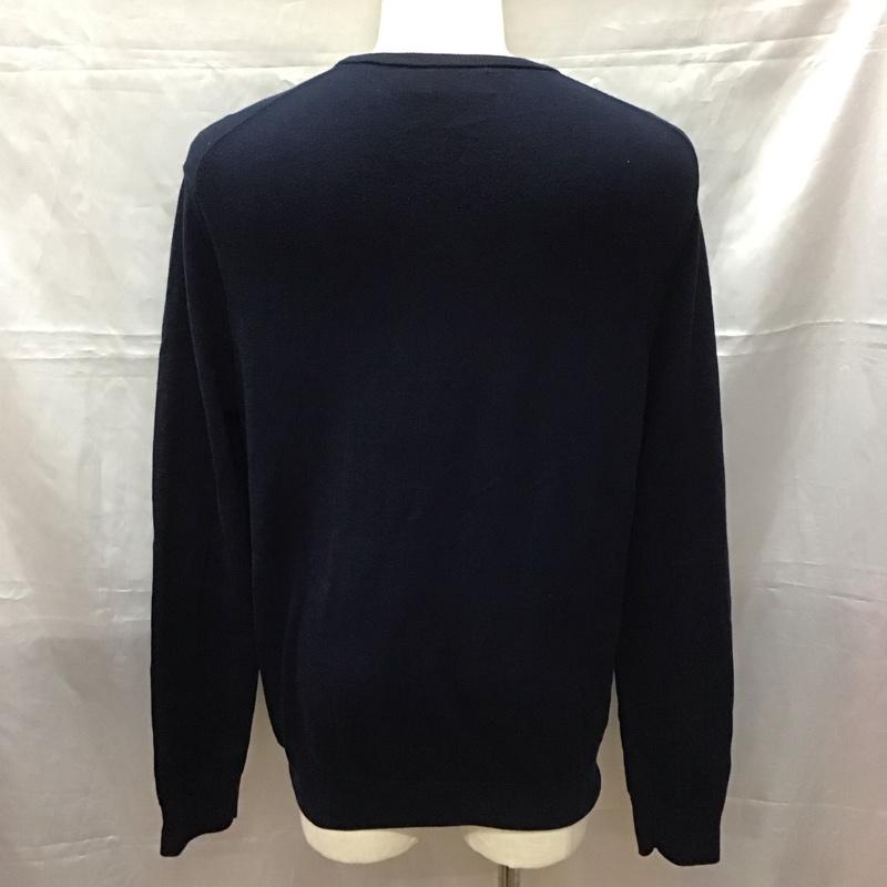 ポロラルフローレン POLO RALPH LAUREN ニット、セーター 長袖 コットン クルーネック L ワンポイント 紺 / ネイビー / メンズ USED 古着 中古 10112394