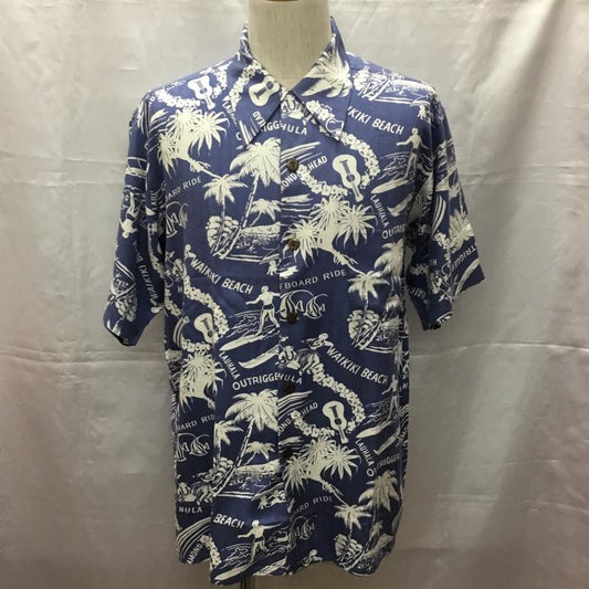 古着 USED シャツ、ブラウス 半袖 半袖シャツ カラーシャツ 半袖カットソー アロハシャツ S プリント 水色 / ライトブルー / X 白 / ホワイト /  メンズ USED 古着 中古 10108528