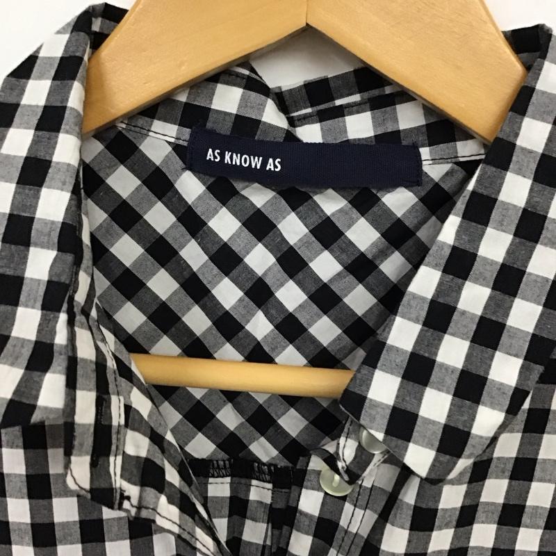 アズノゥアズ as know as シャツ、ブラウス 半袖 23259A232 半袖 チュニック M チェック 白 / ホワイト / X 黒 / ブラック / レディース USED 古着 中古 10119231