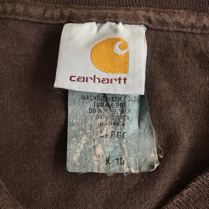 カーハート Carhartt Tシャツ 半袖 半袖カットソー プリントTシャツ クルーネックカットソー 80s 90s L 無地 茶 / ブラウン / メンズ USED 古着 中古 10107238