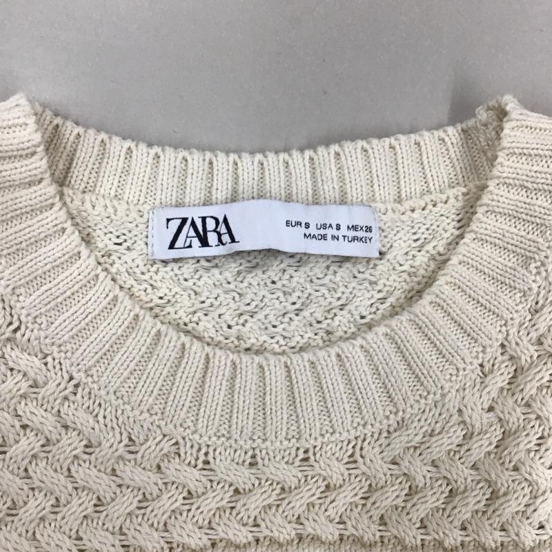 ザラ ZARA ニット、セーター 半袖 3991 003 712 サマーニット コットンニット レース S 無地 アイボリー / アイボリー / レディース USED 古着 中古 10123484
