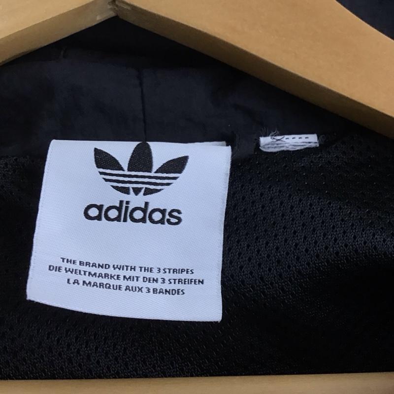 アディダス adidas ジャケット、上着 ジャケット、ブレザー ジップアップジャケット ナイロンジャケットパーカー アウター ロゴ、文字 黒 / ブラック / メンズ USED 古着 中古 10135961