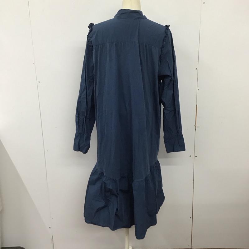 ザラ ZARA ワンピース ロングスカート 長袖シャツワンピース 前空きロングワンピース フレアスカート L 無地 青 / ブルー / レディース USED 古着 中古 10125263