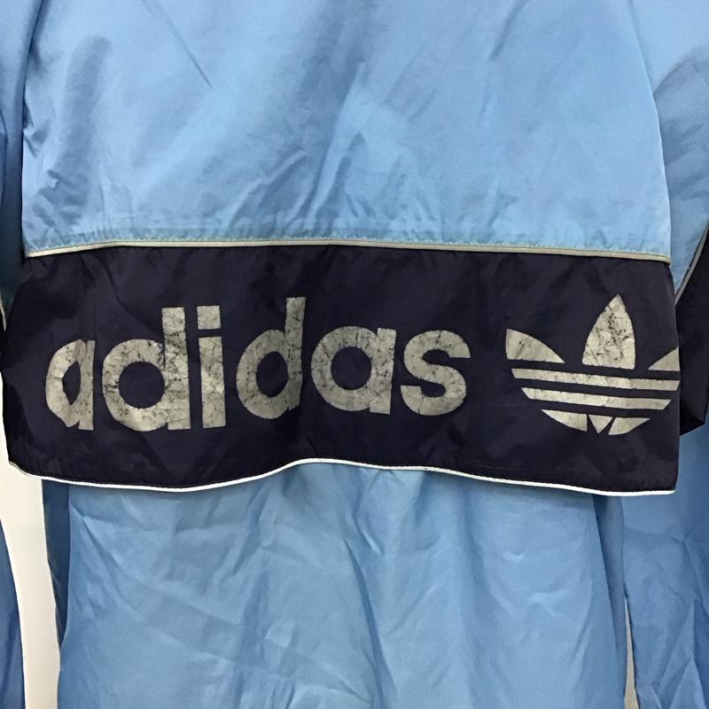 アディダス adidas ジャケット、上着 ジャケット、ブレザー 80s 万国旗 ナイロンジャケット スポーツウェア 古着 M ロゴ、文字 水色 / ライトブルー / メンズ USED 古着 中古 10121025