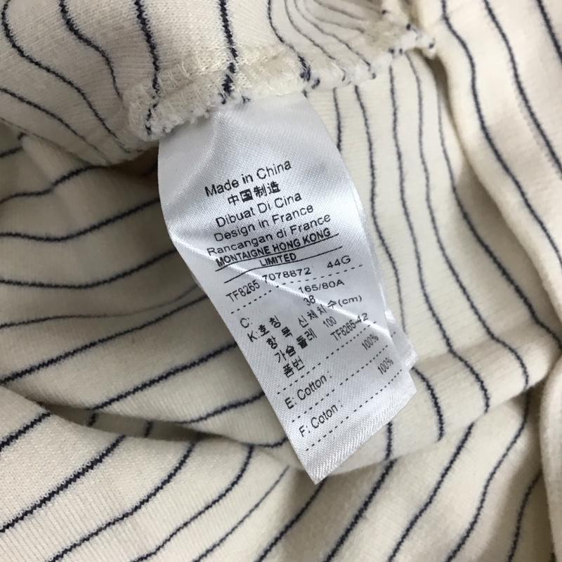 ラコステ LACOSTE カットソー 長袖 長袖カットソー クルーネックカットソー ロングスリーブカットソー ボーダー 38 ロゴ、文字 X ボーダー柄 白 / ホワイト /  レディース USED 古着 中古 10109951