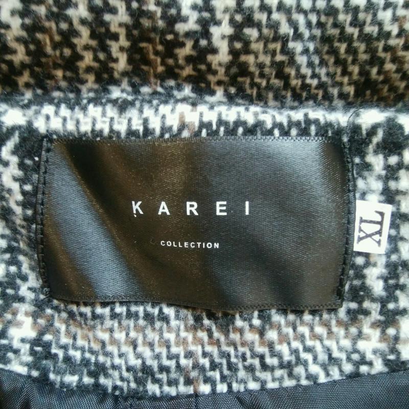 カレイ KAREI コート コート一般 XL 千鳥格子 白 / ホワイト / X 黒 / ブラック / レディース USED 古着 中古 10016966