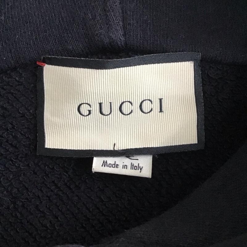 グッチ GUCCI パーカー 長袖 長袖パーカー フード付きパーカー プリントスウェット トレーナー M プリント 黒 / ブラック / メンズ USED 古着 中古 10110413