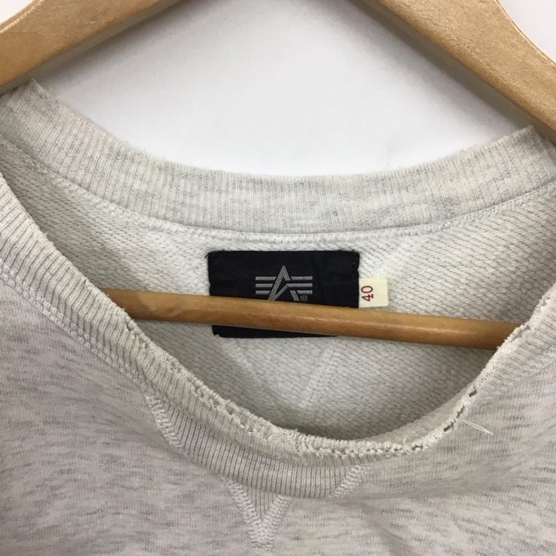 アルファインダストリー Alpha Industries トレーナー 長袖 長袖トレーナー スウェット クルーネック プルオーバー 40 ロゴ、文字 灰 / グレー / メンズ USED 古着 中古 10130573