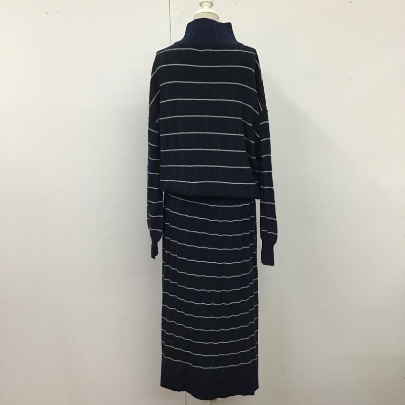 ビームス ハート BEAMS HEART セットアップ セットアップ 43-26-1533-353 スタンドネック モックネック プルオーバーニット ニットスカート チェック 紺 / ネイビー / X 白 / ホワイト / X 緑 / グリーン / レディース USED 古着 中古 10120757