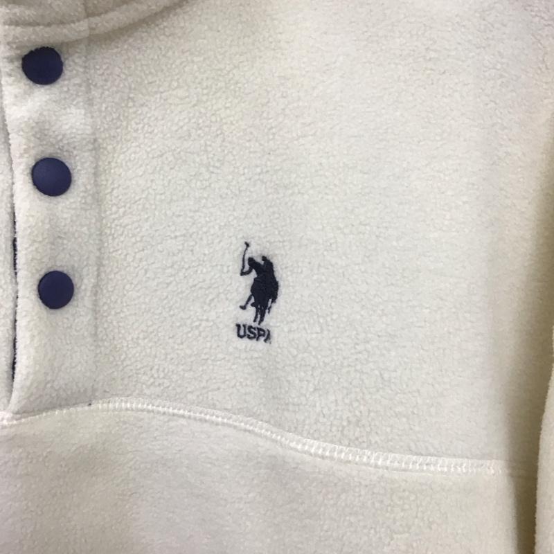 ユーエスポロアッスン U.S.POLO ASSN. ジャケット、上着 ジャケット、ブレザー フリースジャケット プルオーバーパーカー スタンドネック M ロゴ、文字 白 / ホワイト / メンズ USED 古着 中古 10132277