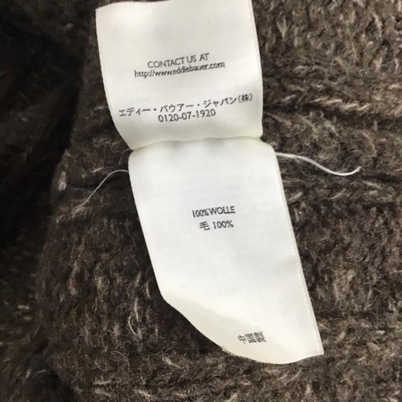 エディーバウアー Eddie Bauer ニット、セーター 長袖 長袖ニットカットソー クルーネック セーター L 無地 茶 / ブラウン / メンズ USED 古着 中古 10142385