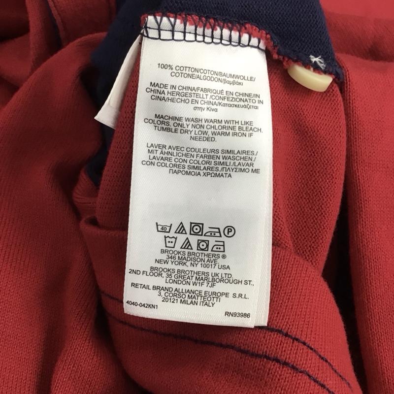ブルックスブラザーズ BROOKS BROTHERS ポロシャツ 長袖 長袖ポロシャツ カラーシャツ 長袖カットソー M ロゴ、文字 赤 / レッド / X 紺 / ネイビー /  メンズ USED 古着 中古 10111110