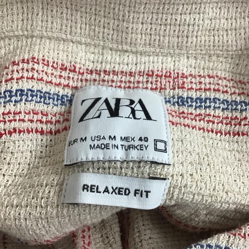 ザラ ZARA シャツ、ブラウス 半袖 半袖シャツ カラーシャツ 半袖カットソー ストライプシャツ M ストライプ 青 / ブルー / X 赤 / レッド / X ベージュ / ベージュ / メンズ USED 古着 中古 10106959