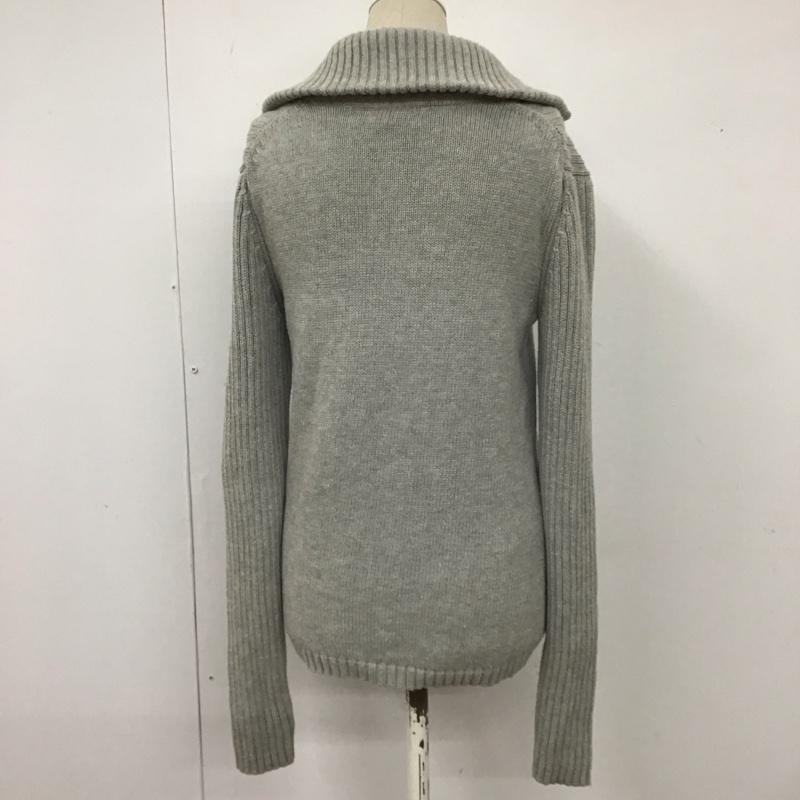 トミーヒルフィガー TOMMY HILFIGER ニット、セーター 長袖 長袖ニットカットソー ニット セーター ジップアップネックニット M ロゴ、文字 灰 / グレー /  レディース USED 古着 中古 10115168